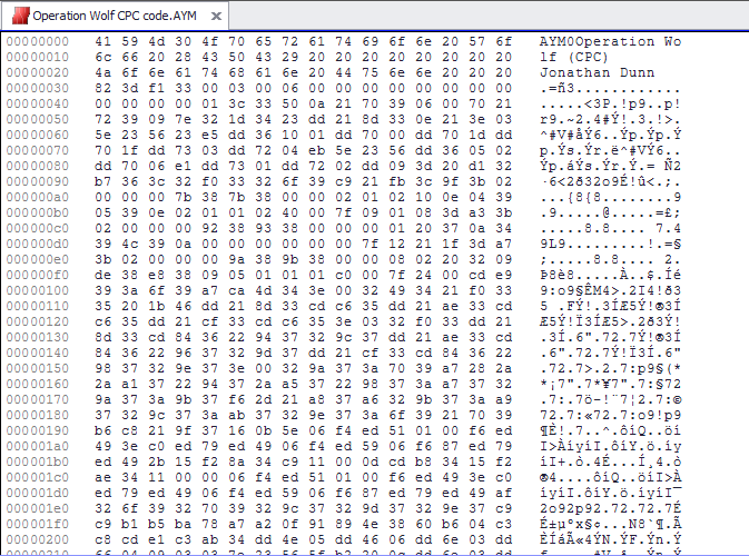 Hex view of an example .aym file