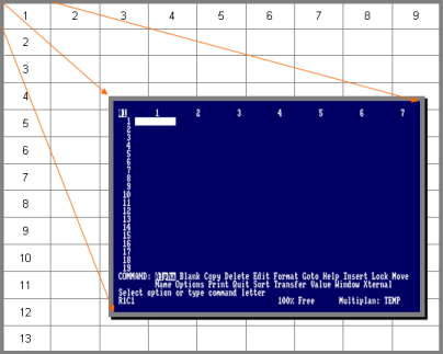 picture 1 - "default Row and Column scheme of Multiplan"