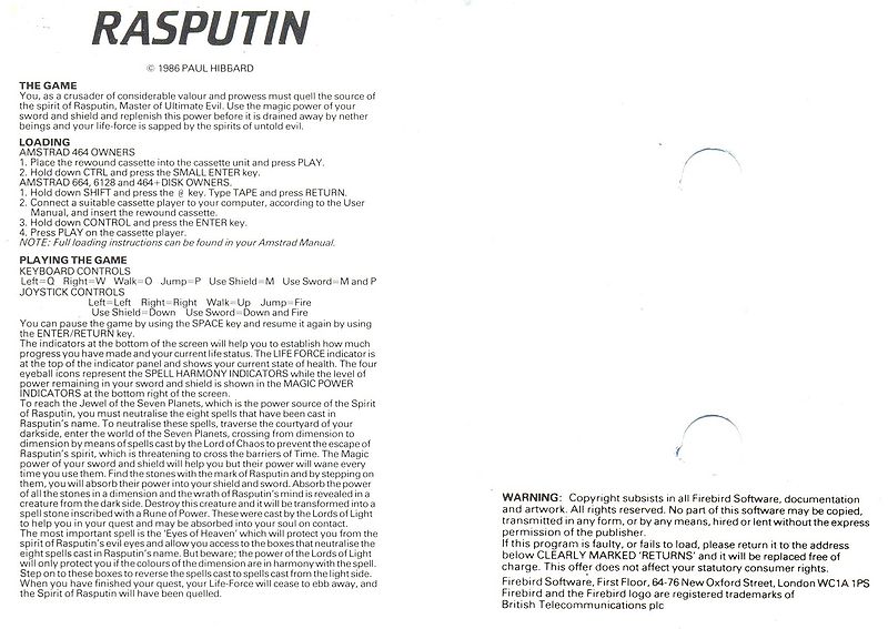 File:Rasputin (K7) (Firebird Software) (199 Silver Range) (1987) (Standard Jewel Case) - (Back).jpg