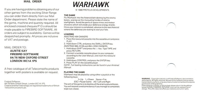 File:Warhawk (K7) (Firebird Software) (199 Silver Range) (1987) (Standard Jewel Case) - (Back).jpg
