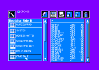 Stream2 can work with both Amsdos and MosDOS formatted disks. Left coloum shows a MoDOS formated disc(In drive A), while right coloum shows a Amsdos formatted disc(In drive B