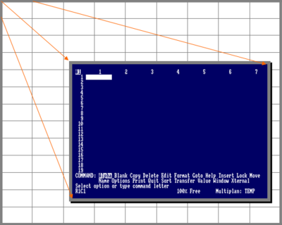 picture 1 - "default Row and Column scheme of Multiplan"