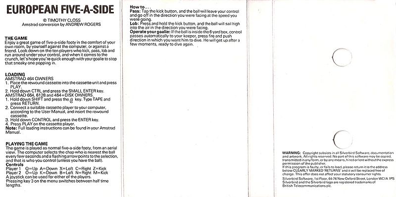File:European 5-a-side (K7) (Silverbird Software) (199 Range) (1988) (Standard Jewel Case) - (Back).jpg