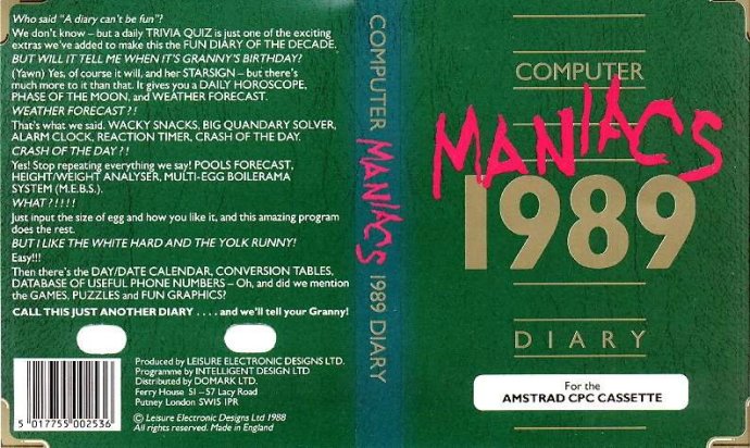 Computer Maniacs 1989 Diary by Domark