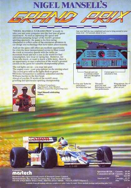 Nigel Mansells Grand Prix Marketing item 1