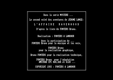 L`affaire Ravenhood for the Amstrad CPC