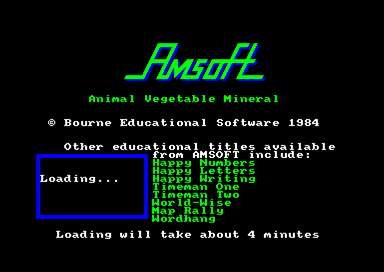Animal Vegetable Mineral for the Amstrad CPC