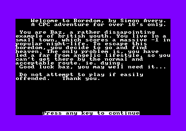 Boredom for the Amstrad CPC