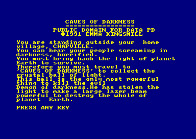 Caves of Darkness for the Amstrad CPC