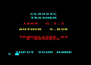 Classic Trainer for the Amstrad CPC