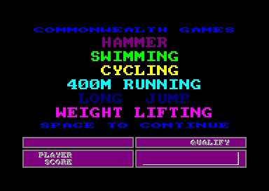 Commonwealth Games for the Amstrad CPC