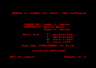 Death or Glory for the Amstrad CPC