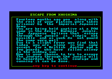 Escape from Khoshima for the Amstrad CPC