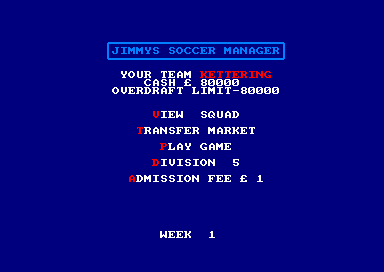 Jimmys Soccer Manager for the Amstrad CPC