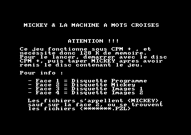 Mickey Et La Machine A Mots Croises for the Amstrad CPC