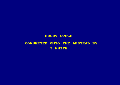 Rugby Coach for the Amstrad CPC
