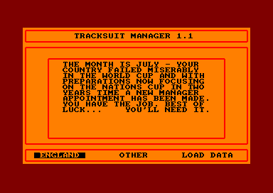 Tracksuit Manager for the Amstrad CPC