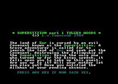 Superstition Part 1 : Tulgey Woods for the Amstrad CPC