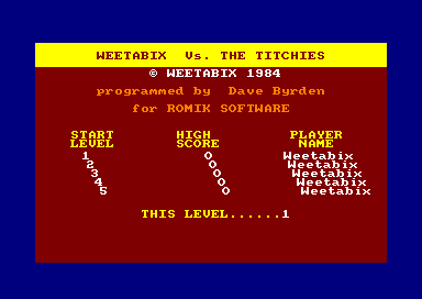 Weetabix Vs the Twitches for the Amstrad CPC