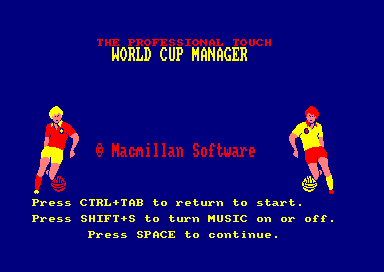 World Cup Manager for the Amstrad CPC